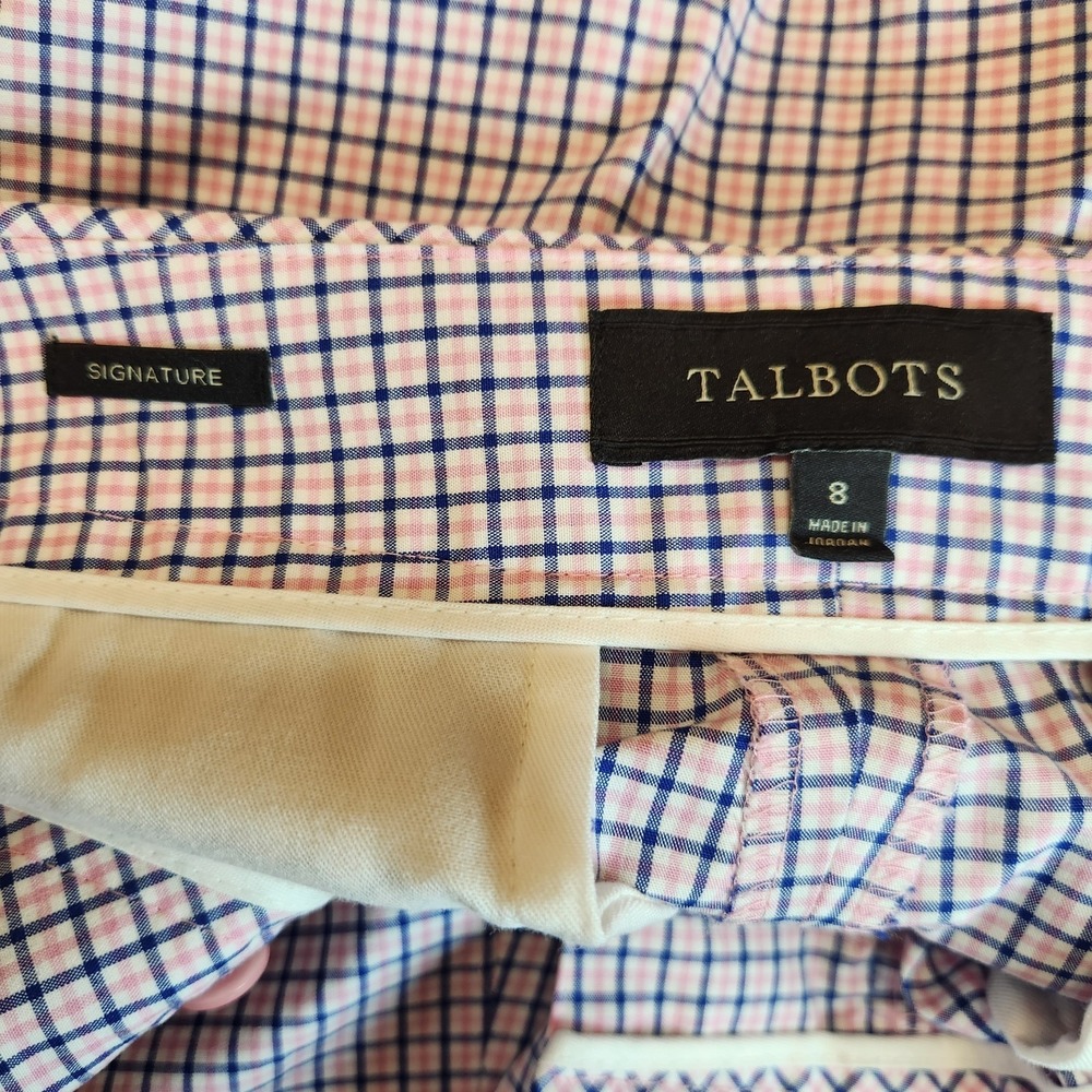 Talbots Signature Womens Size 8 Blue Rose Plaid Fit Cropped Stretch Pants Career - Picture 7 of 8